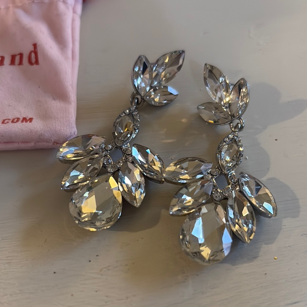 Elegant Silver Crystal Drop Earrings